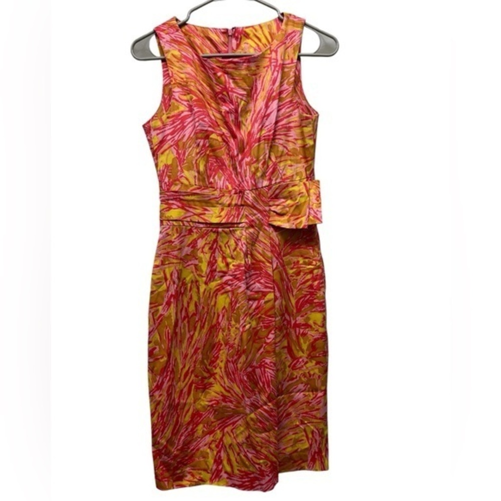 Just...Taylor Orange and Pink Sheath Midi Dress Size 2
